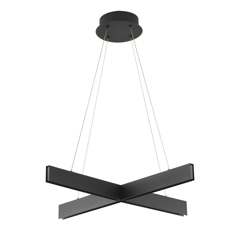 Modern 4-Light Black LED Chandelier With Acrylic Diffusers, Black
