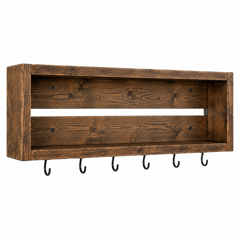 Organisateur mural de bar à café / thé Rustic, 30 Inch Width, Dark Walnut