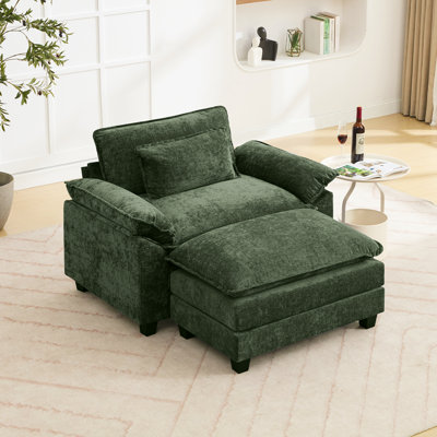 Adonia Arale 53'' Wide Comfy Cloud Couch Single Sofa Chair With Ottoman