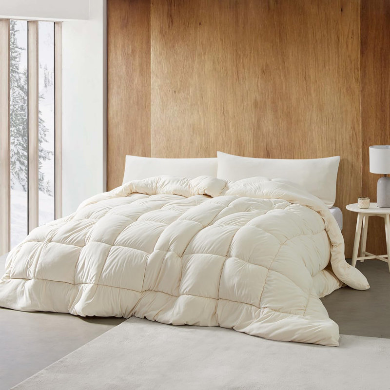 Fabric Fetish Coma Inducer Microvelvet Oversized Comforter, Queen Comforter, Ivory