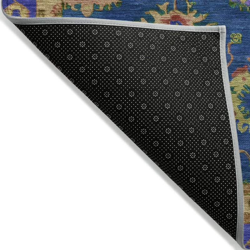 Machine Washable Indoor/Outdoor Xhevrie Blue Rug, Rectangle 9' x 12'