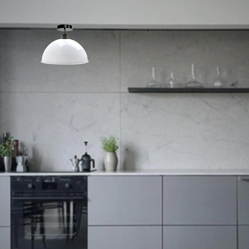 Plafonnier encastré dôme en métal E26, Blanc