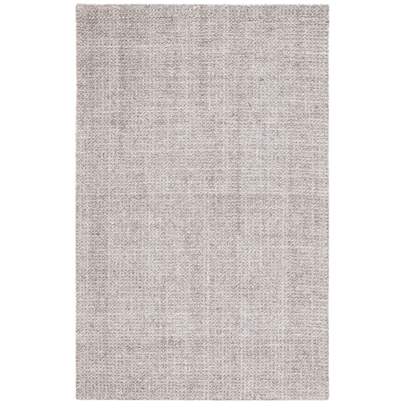 Tapis brun clair / brun / gris en laine / coton touffeté à la main Maighdlin, Rectangle 8 pi x 10 pi
