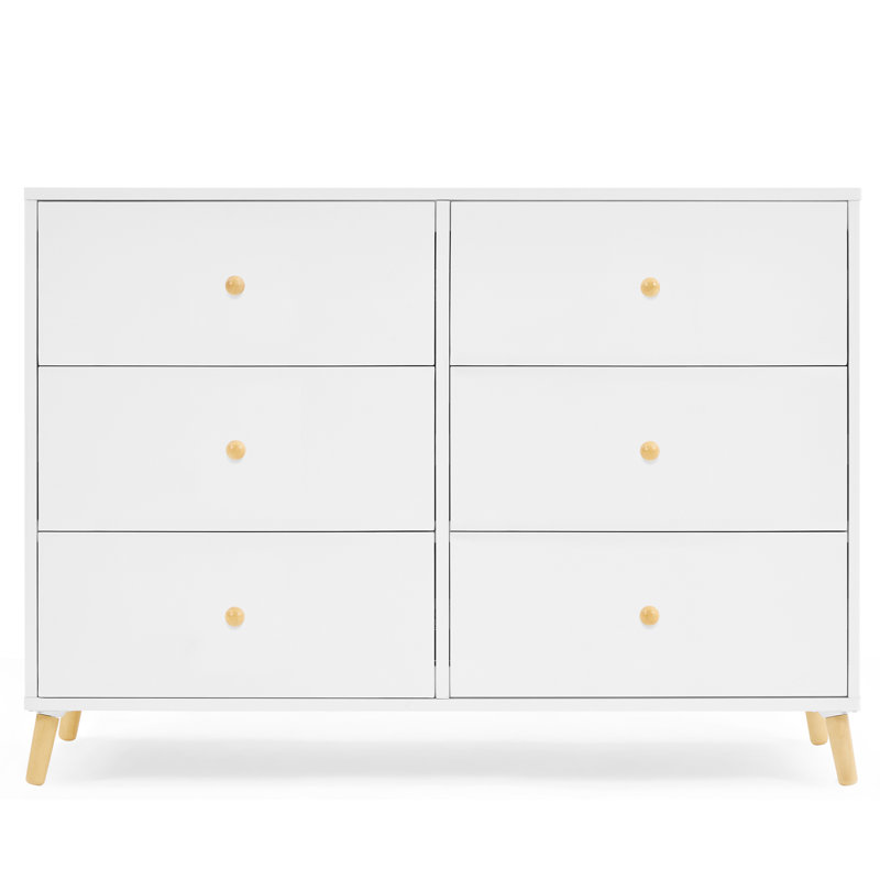 Bianca White and Natural 6-Drawer Nursery Dresser
