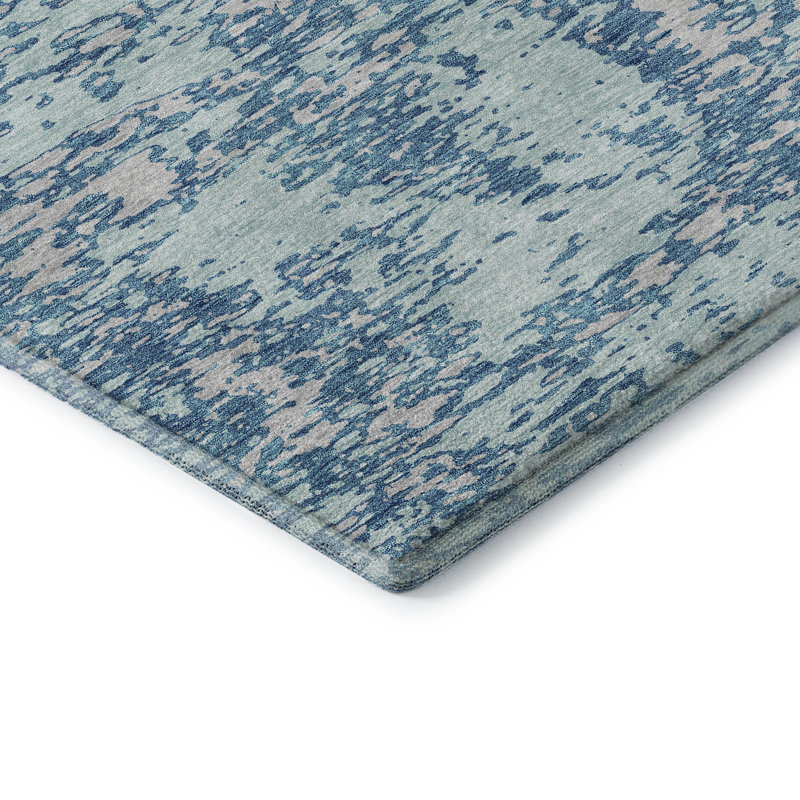 Premium Machine Washable Prisco Teal Rug, Rectangle 8' x 10'