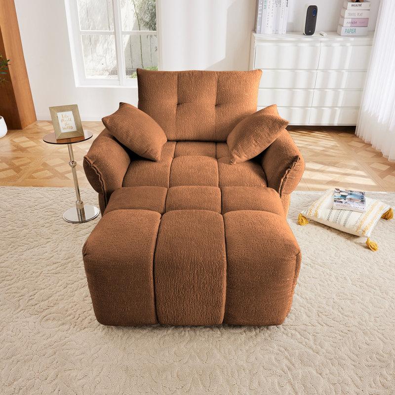 Canapé ergonomique à une place avec repose-pieds, Orange