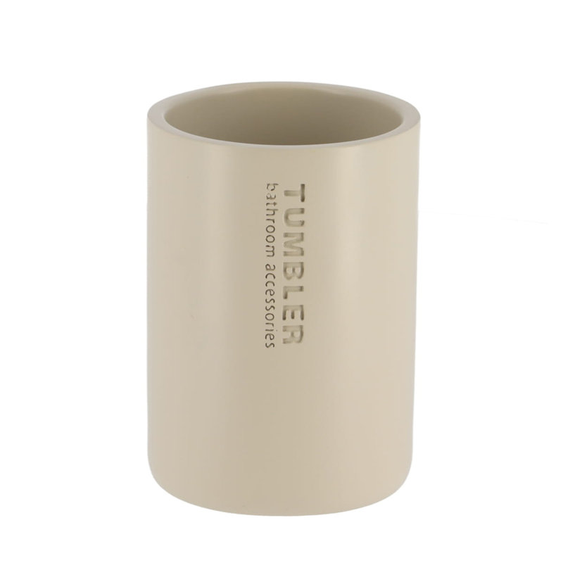 Matte Beige Polyresin Bathroom Tumbler Toothbrush Holder