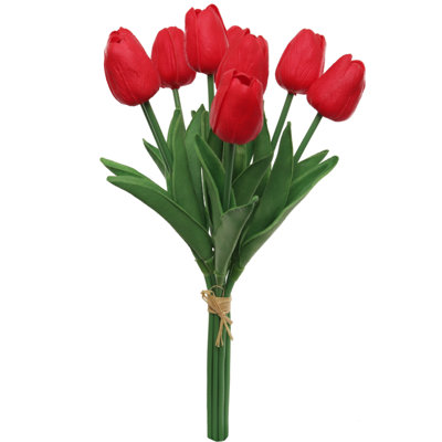 Ensemble de 2 tulipes rouges artificielles 13 po - 9 tiges