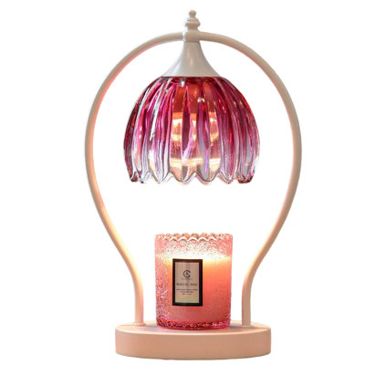 Lampe de bougie chauffe-bougie, chauffe-bougie à intensité variable avec minuterie, bougies de cire rétro pour bougies en pot (rose rose)