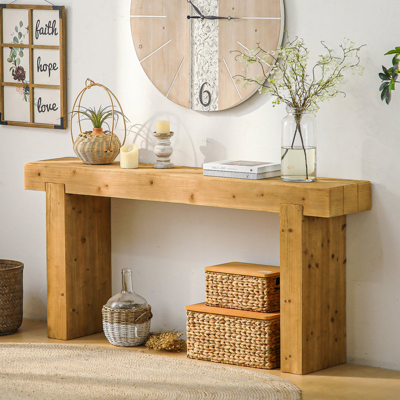 63" Solid Wood Console Table, Narrow Rectangular for Entryway - Standard