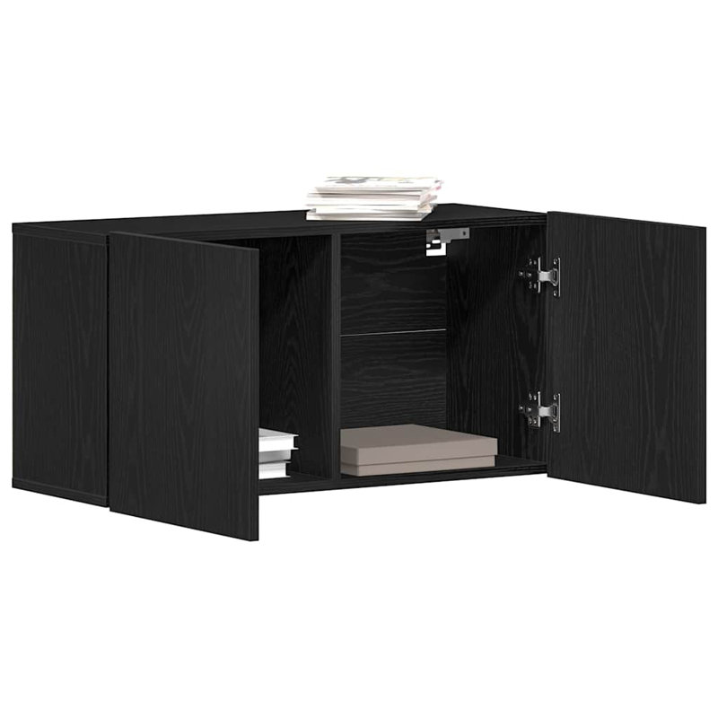 TV Cabinet Black Oak Engineered Wood, 41cm H x 80cm L x 30cm W