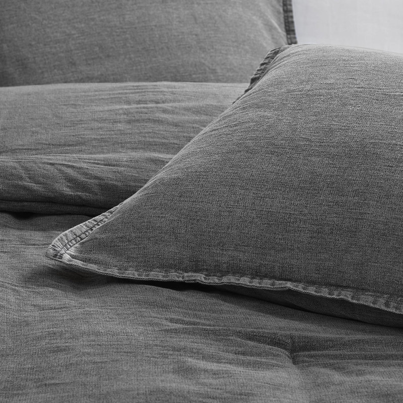 Twin/Twin Xl 2Pcs Comforter In Grey, 100% Cotton Twill Washed, Softness, All , Versatile Design For Any Decor, Standard 100 , Oversized Cotton, Cozy Feel, Timeless Elegance,