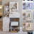 29.2" Small Size Left Bedside Cabinet LED Mirror Vanity Table + Cushioned Stool, Large Sliding, Touch Control, 3-Color Switch, Brightness Adjust Mirror, High Capacity Storage, EPA, GCC, UL Certificate-952004820