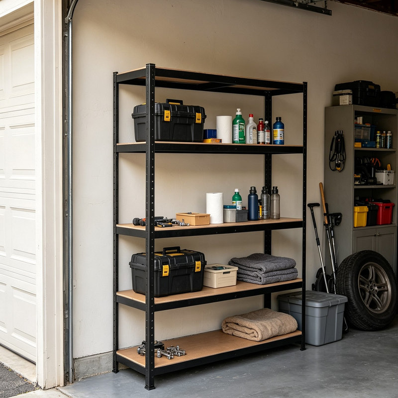 5 Tier Heavy Duty Garage Shelving Unit, 180cm Steel Storage Rack | galvanised steel frame,adjustable height and diy
