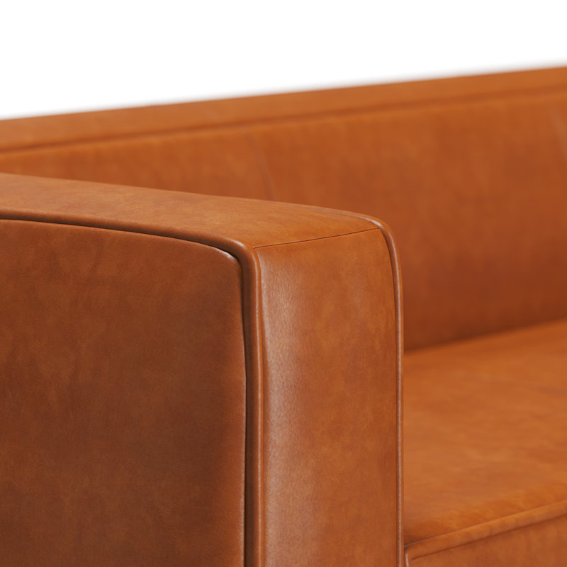 Jenkintown 88" Genuine Leather Tuxedo Arm Sofa