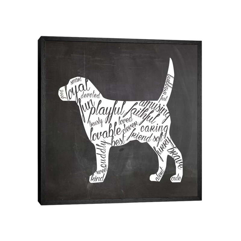 Dog Vocabulary by Erin Clark - Print on Canvas, Black Picture Framed, 93.98 cm H x 93.98 cm W