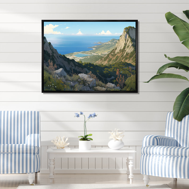 «Rocky Coastal Tones» sur toile, Cadre flottant noir, H 12 po x l 20 po x P 1 po