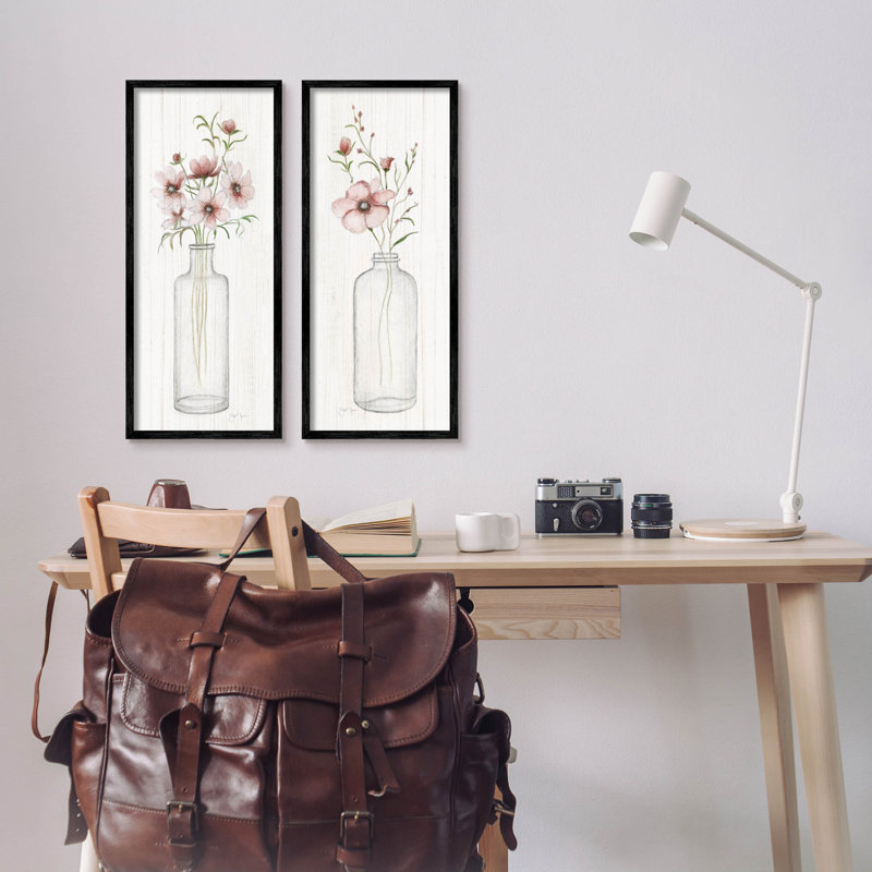 «Pink Blooms Bouquet Arrangement», ensemble de 2 giclées encadrées par Janet Tava, H 24 po x l 10 po x P 1,5 po