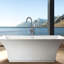 Robinet de baignoire avec douche à main en nickel brossé - métal, élégance pour salle de bain nickel métallique autoportant, sophistication