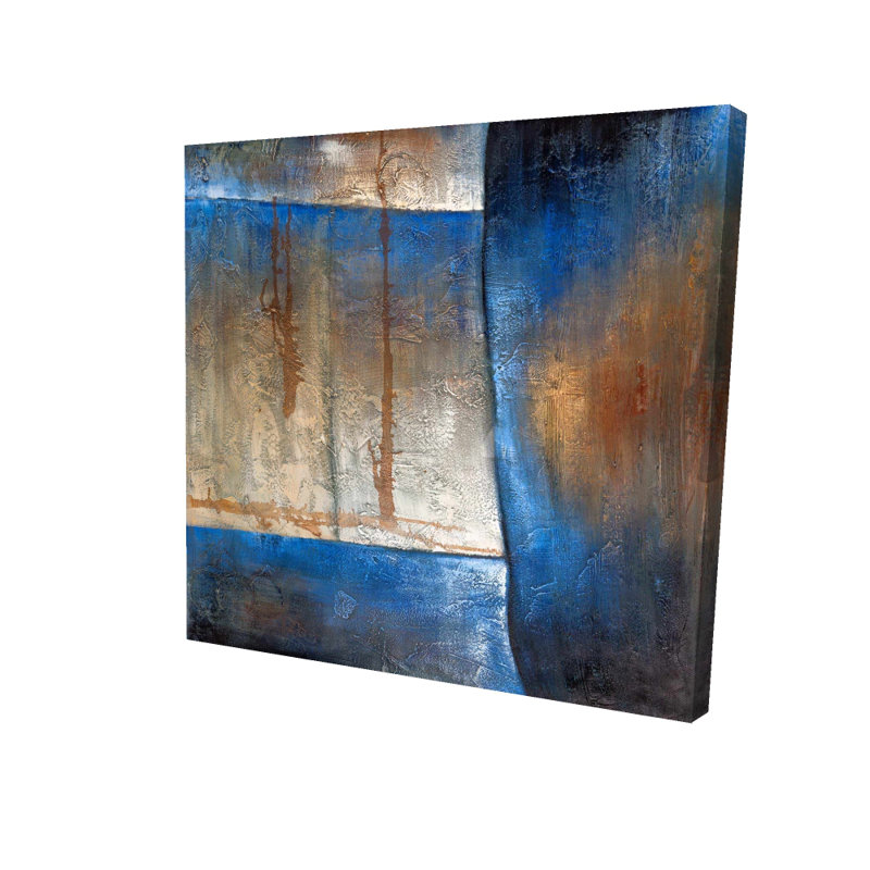 Lumineux bleu et bronze abstrait, art mural de chambre à coucher