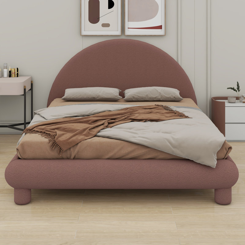 Base de lit tapissier Minimalist, Double, Rouge brun-roux