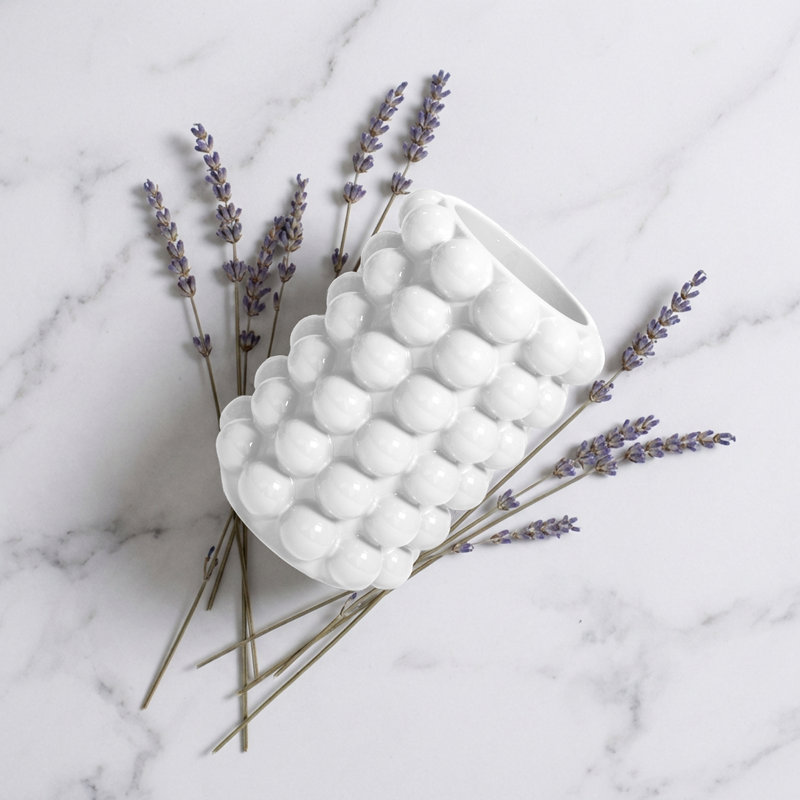 Gobelet de salle de bain à bulles texturé Better, tasse de rinçage en résine imperméable avec base antidérapante, accessoires de salle de bain pour meuble-lavabo, blanc