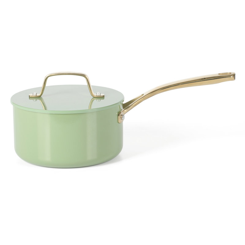 Sage Green and Gold 10-Piece Nonstick Aluminum Cookware Set
