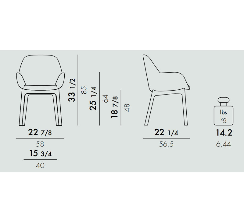 Clap Upholstered Arm Chair, Black, Graphite