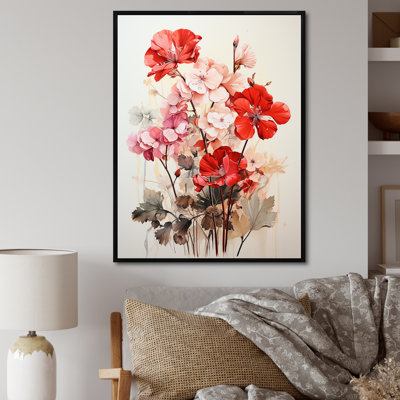 Minimalisme, géraniums blancs et rouges I sur toile