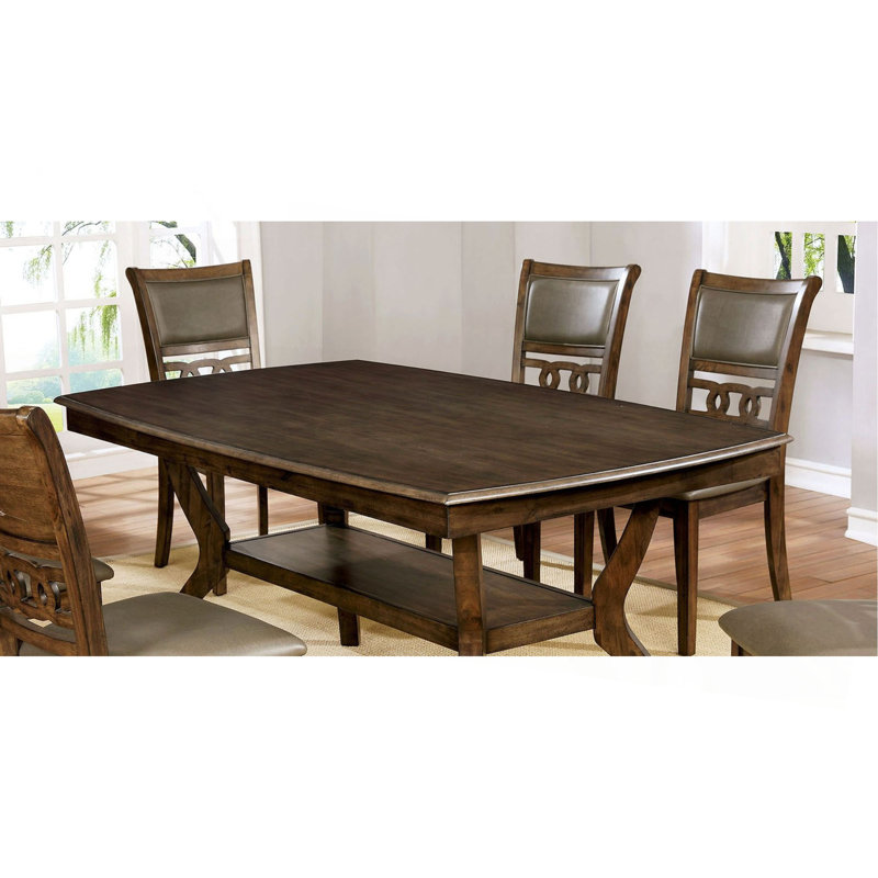 Table de salle à manger moderne moderne en noyer antique avec tablette inférieure ouverte 1pc