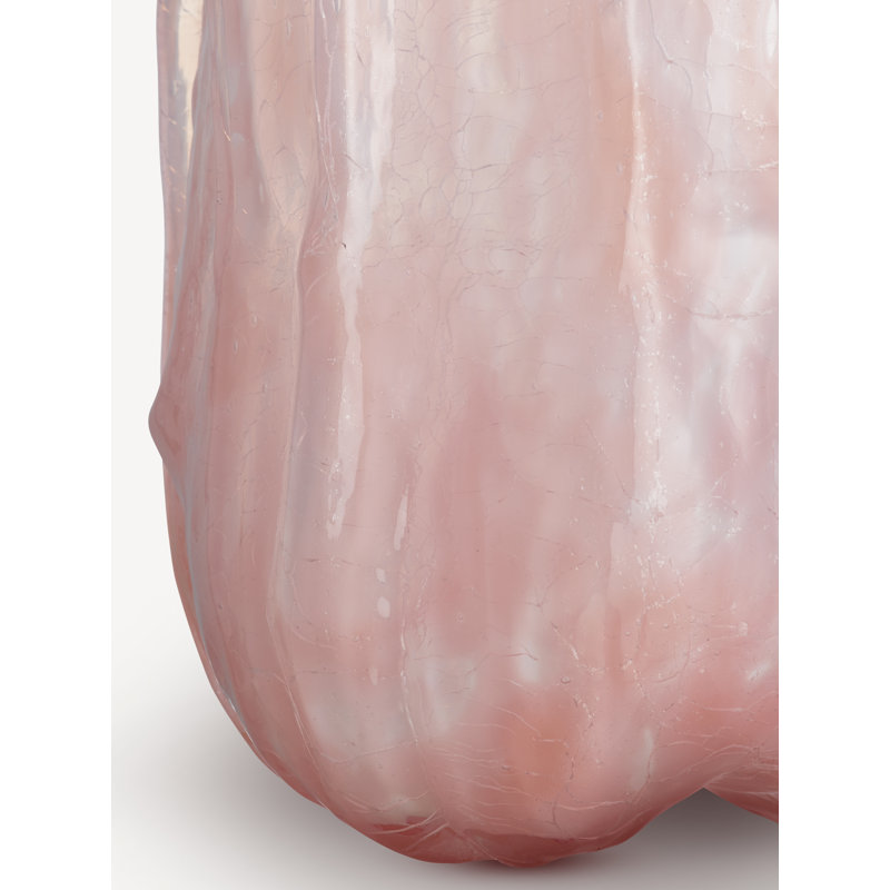 Crackle Handmade Glass Table Vase, Pink