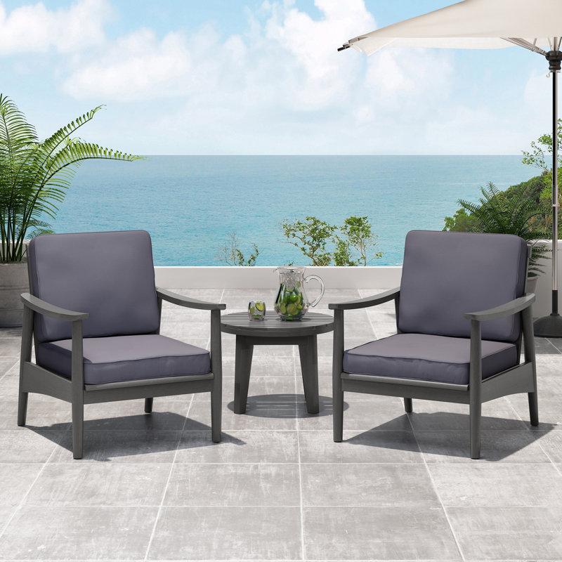 Chaise d'extérieur avec coussins James, Gris foncé, Gris