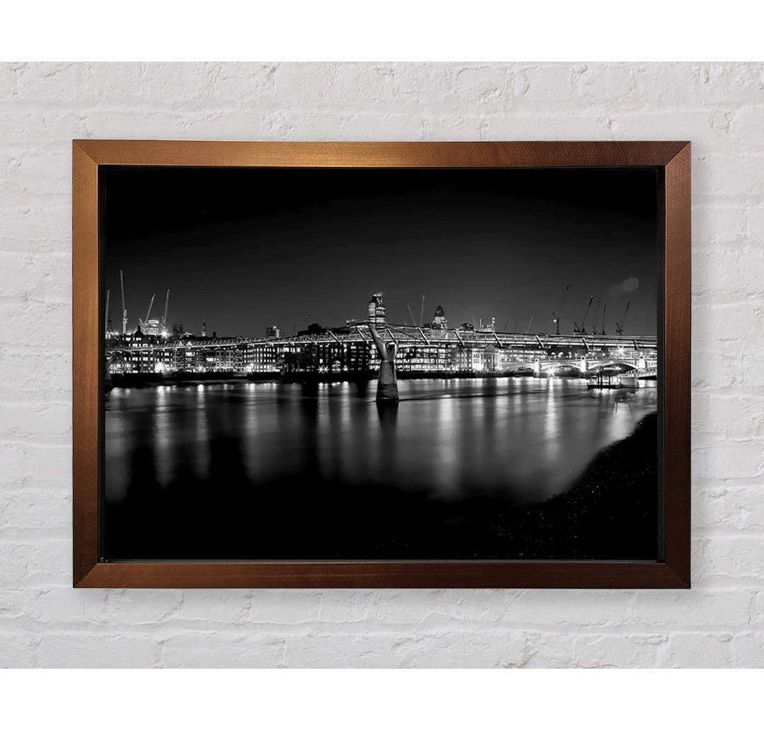 London Thames B N W Nights - Einzelne Bilderrahmen Kunstdrucke