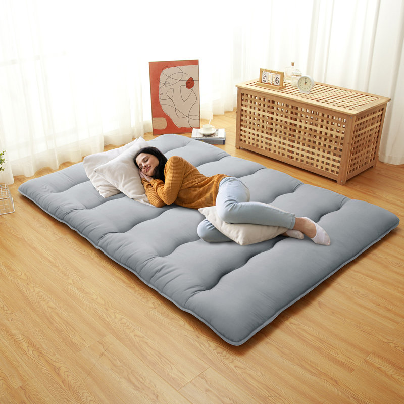 Matelas de futon japonais, Gris, Grand lit