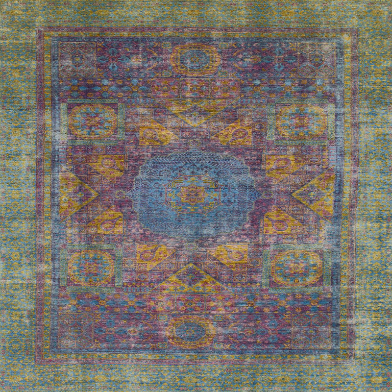 Abstract Indoor Rug, Square 4'