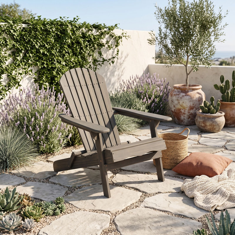 Chaise Adirondack pliante en bois, Gris