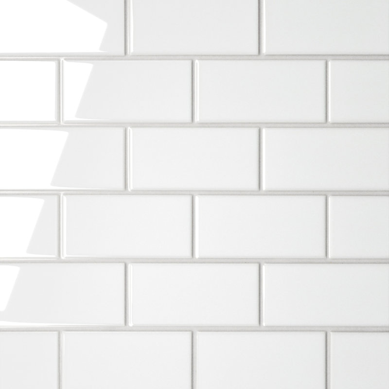 Le Cafe 2 in. x 4 in. Glossy Porcelain Tile, White