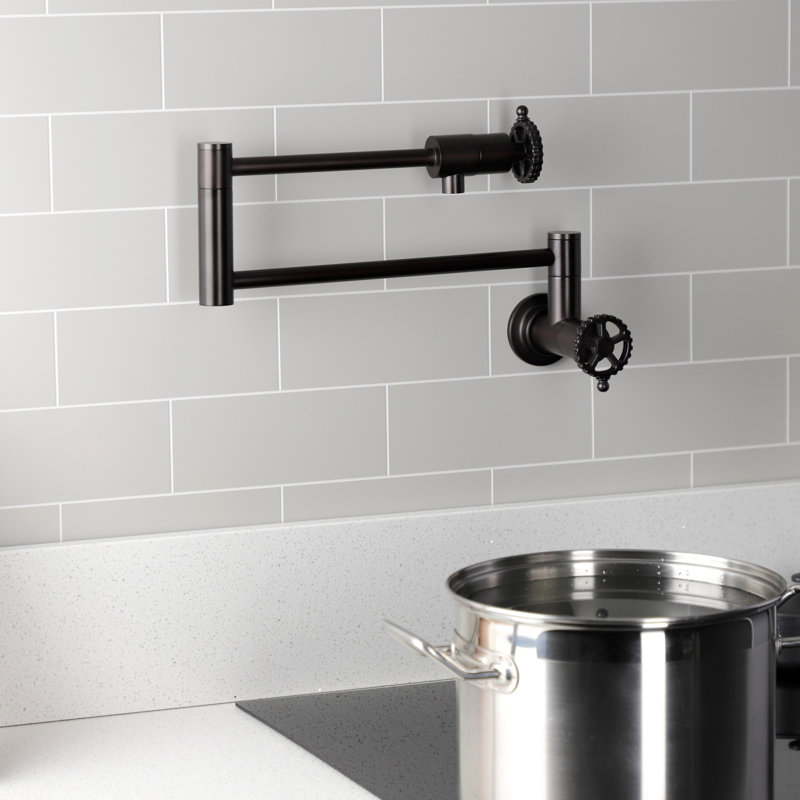 Kingston Brass Fuller Two-Handle 1-Hole Wall Mount Pot Filler Faucet, Oil Rubbed Bronze