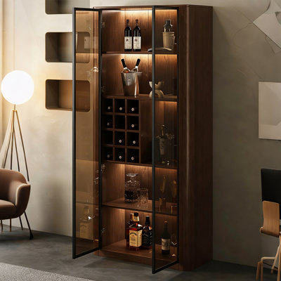 35.43" Glass Wine Cabinet, Living Room Display Storage Cabinet, Luxury Home Organizer