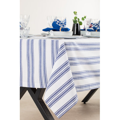Striped Table Set – Tablecloth, Napkins, and Napkin Rings