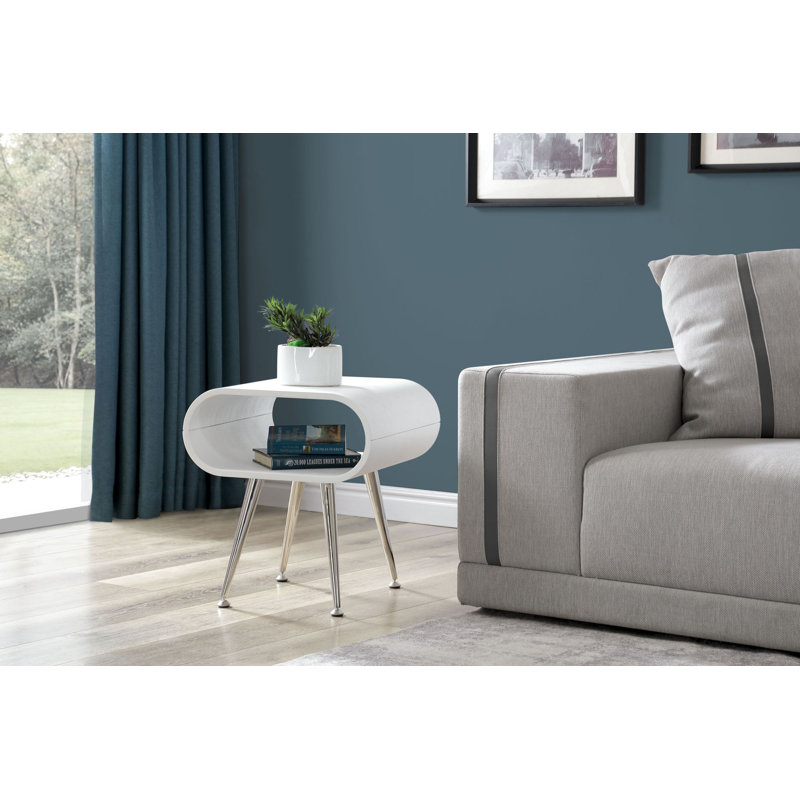 Berfin End Table, White, Chrome