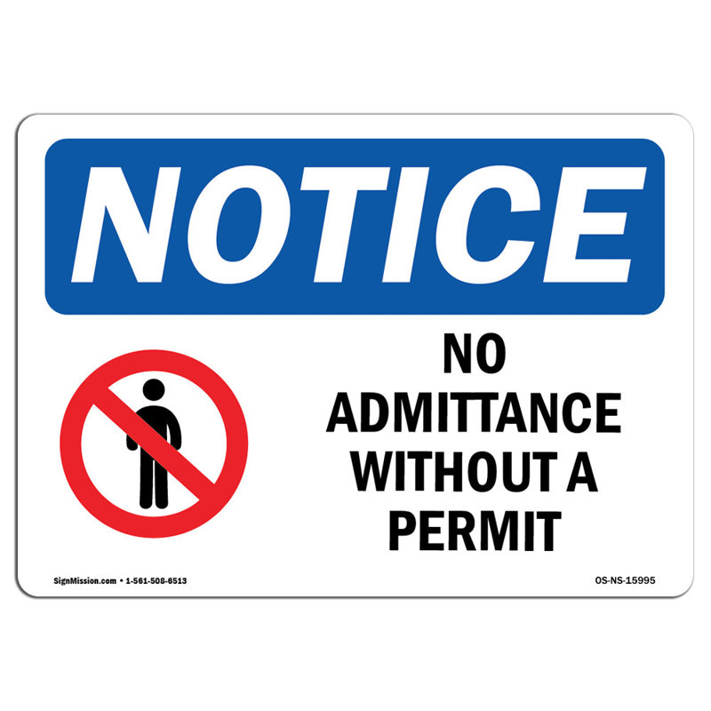 No Admittance Without a Permit Sign