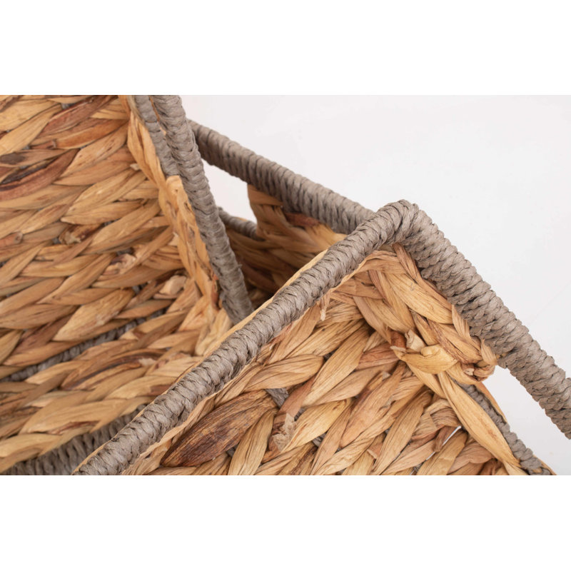 3 Piece Shallow Rectangular Rope Border Storage Basket Set