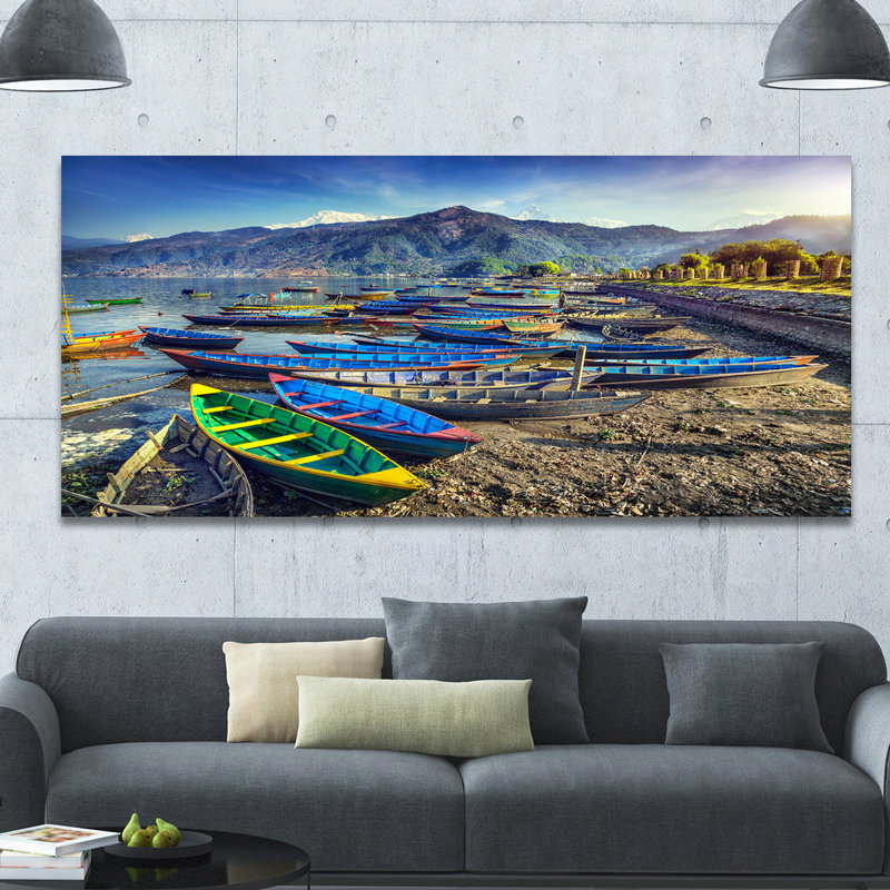 « Colorful boats »-impression, H 28 po x l 60 po x 1,5 po, Toile tendue