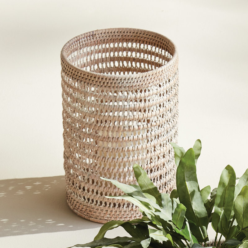 BURMA RATTAN HURRICANE SMALL, 12.60" H x 8.66" W x 8.66" D, Whitewash