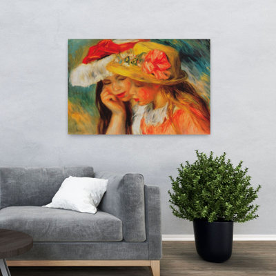 Deux Soeurs Classic Colorful Contemporary Spring Wall Art Print by Pierre-Auguste Renoir - 1 Piece Wrapped Canvas Wall Art