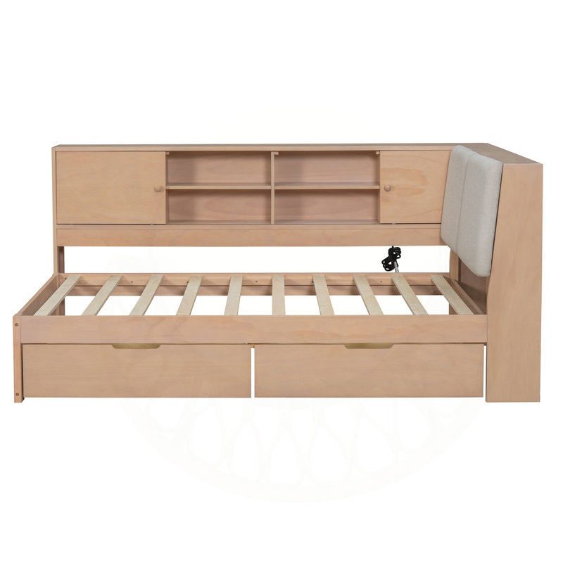 Isavela en bois polyvalent avec plusieurs options de rangement et des fonctionnalités avancées, Naturel