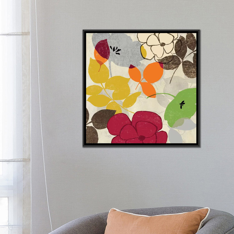 « fantaisie », reproduction sur toile, H 18 po x l 18 po x P 1,5 po, Toile avec cadre noir, Pas de tapis