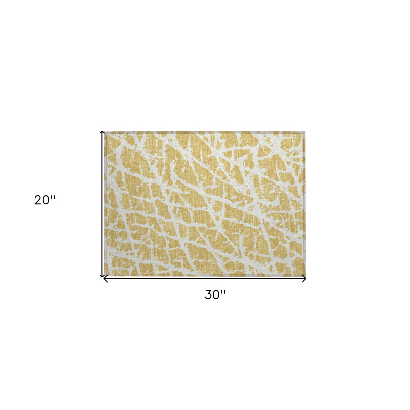 Tapis extérieur lavable et antidérapant doré et blanc 2 pi x 3 pi