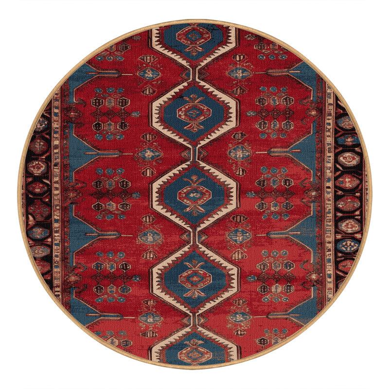 Machine Washable Persian Brown Area Rug, Round 6'